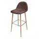 STOOL MOON LEATHER COFFEE AND FABRIC